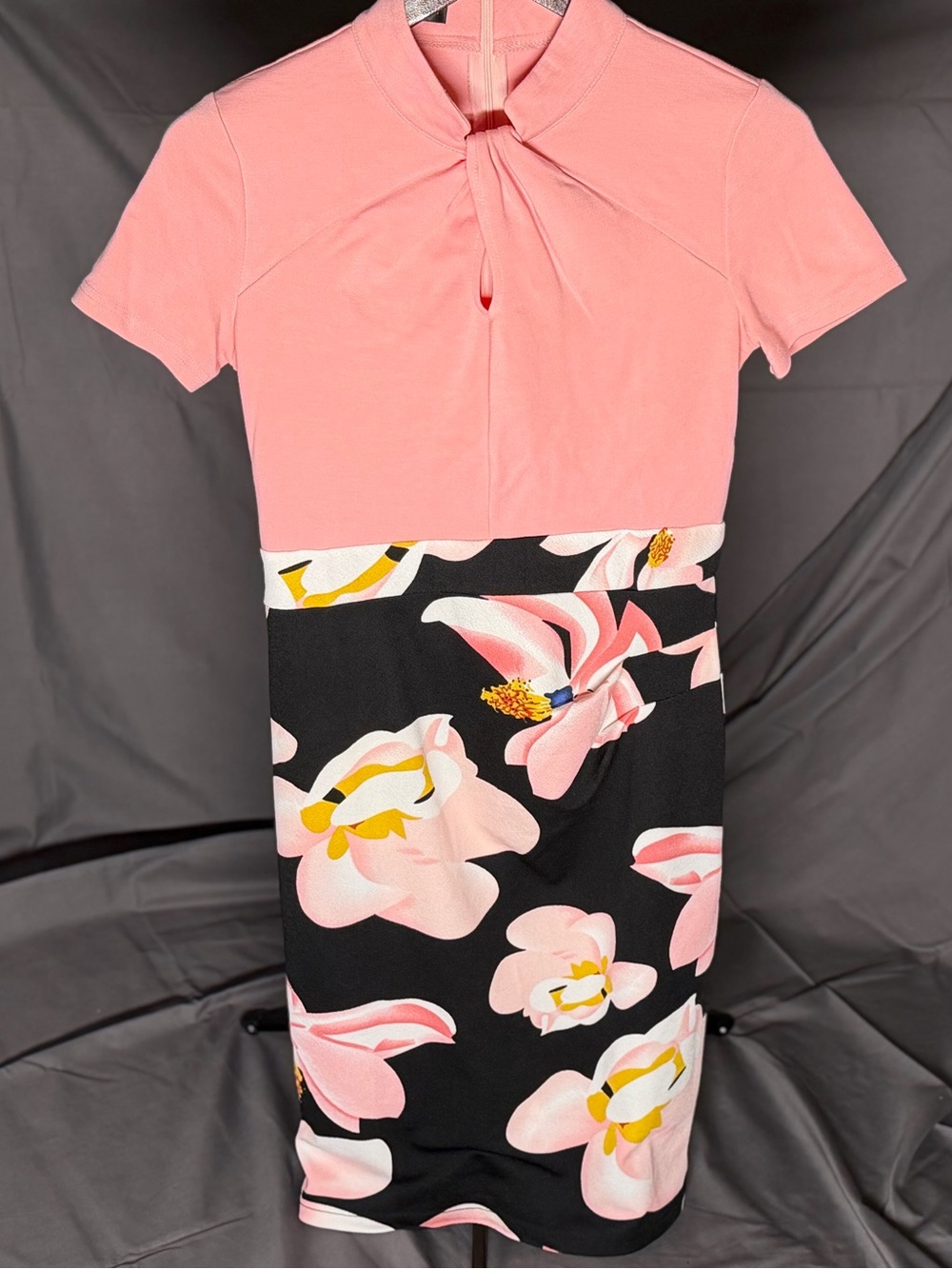Women’s Homeyee Pink Floral Knit Top Dress